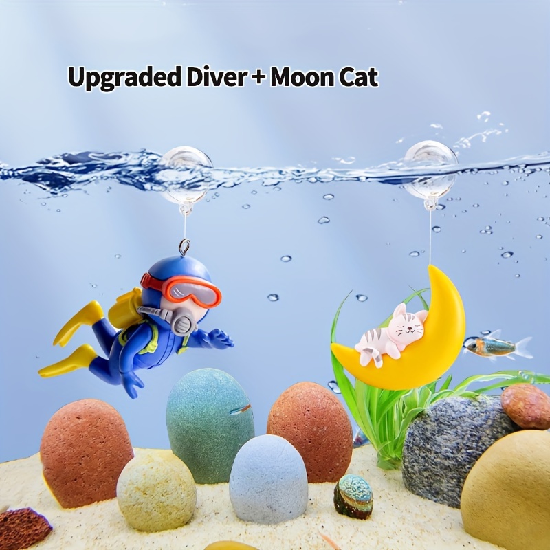 1pc Random Style Cat Fishing Shape Fish Tank Ornament Hanging Decorative  Decoration