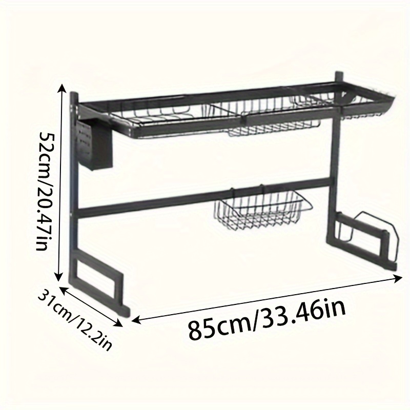 Over Sink Dish Drying Rack Display With Utensil Holder And Utensil Sponge  Holder, Large-capacity Dish Drying Rack, Space-saving, Kitchen Accessories  - Temu