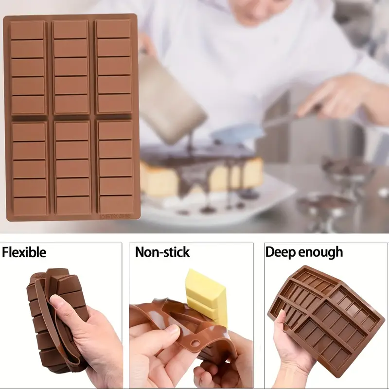 1pc, Silicone 6 Long Strip Chocolate Mold, Rectangular Chocolate