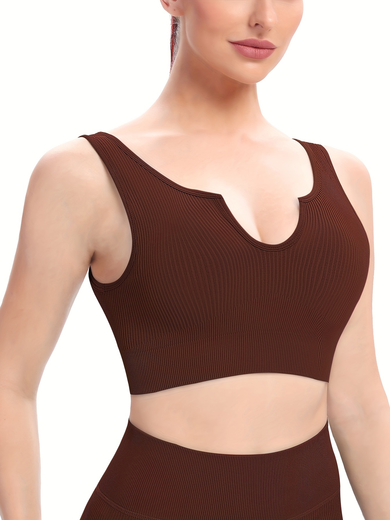Women Crop Top Longline Sports Bras Tank Tops Wirefree Shirts with Built in  Bra