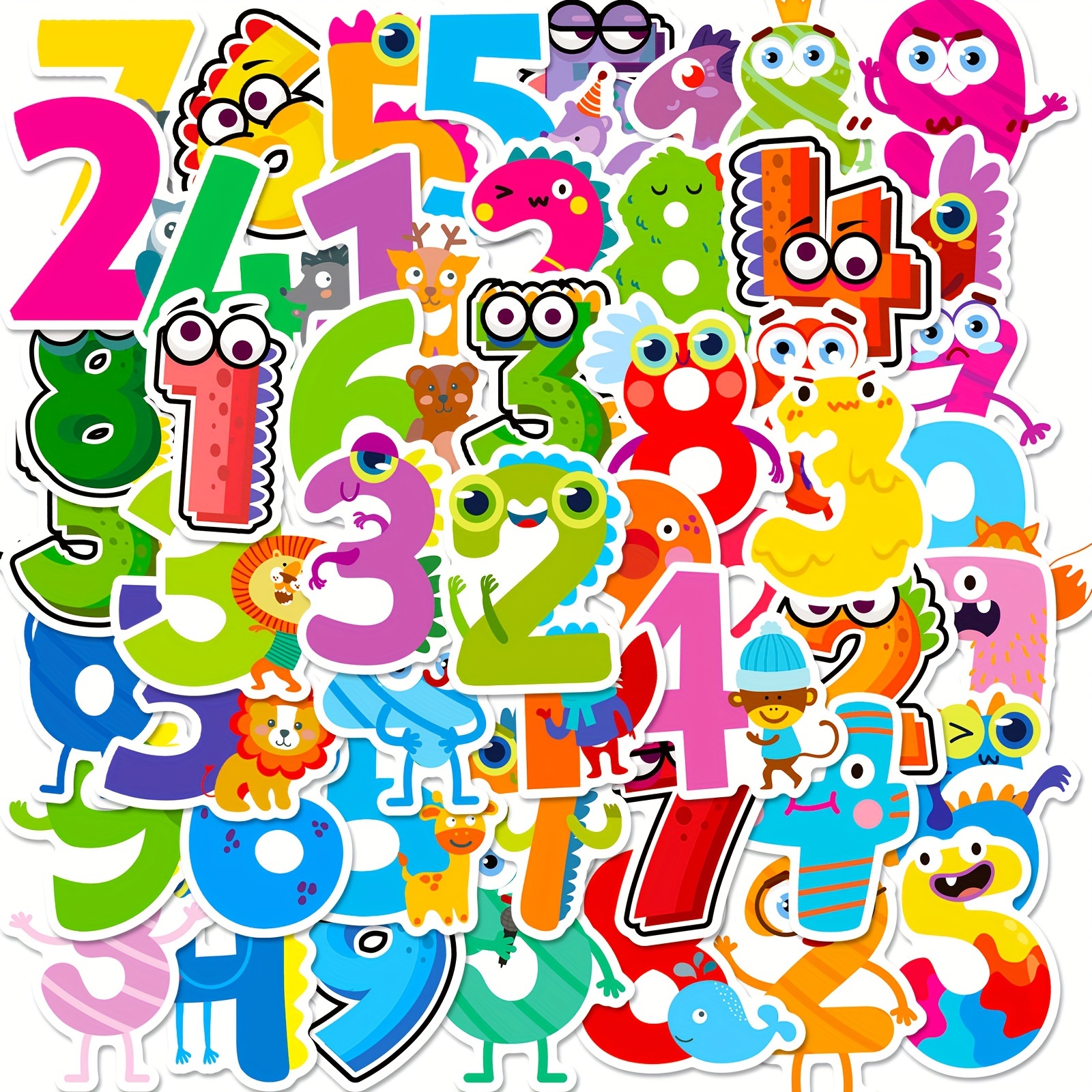 Arabic Number 0 9 Sticker Colorful Cute Cartoon - Temu