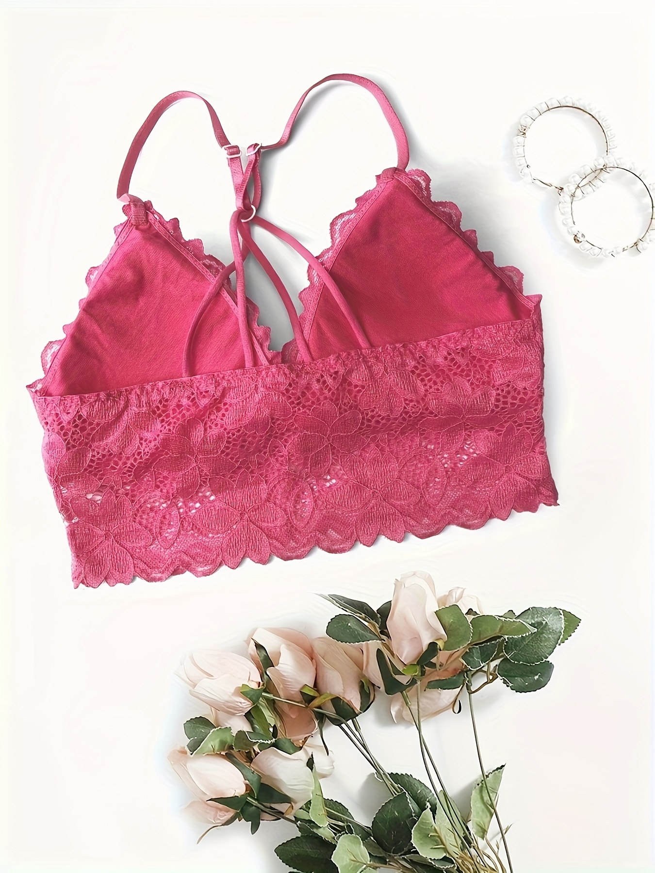 Pink Sublim recycled floral foulard lace bra