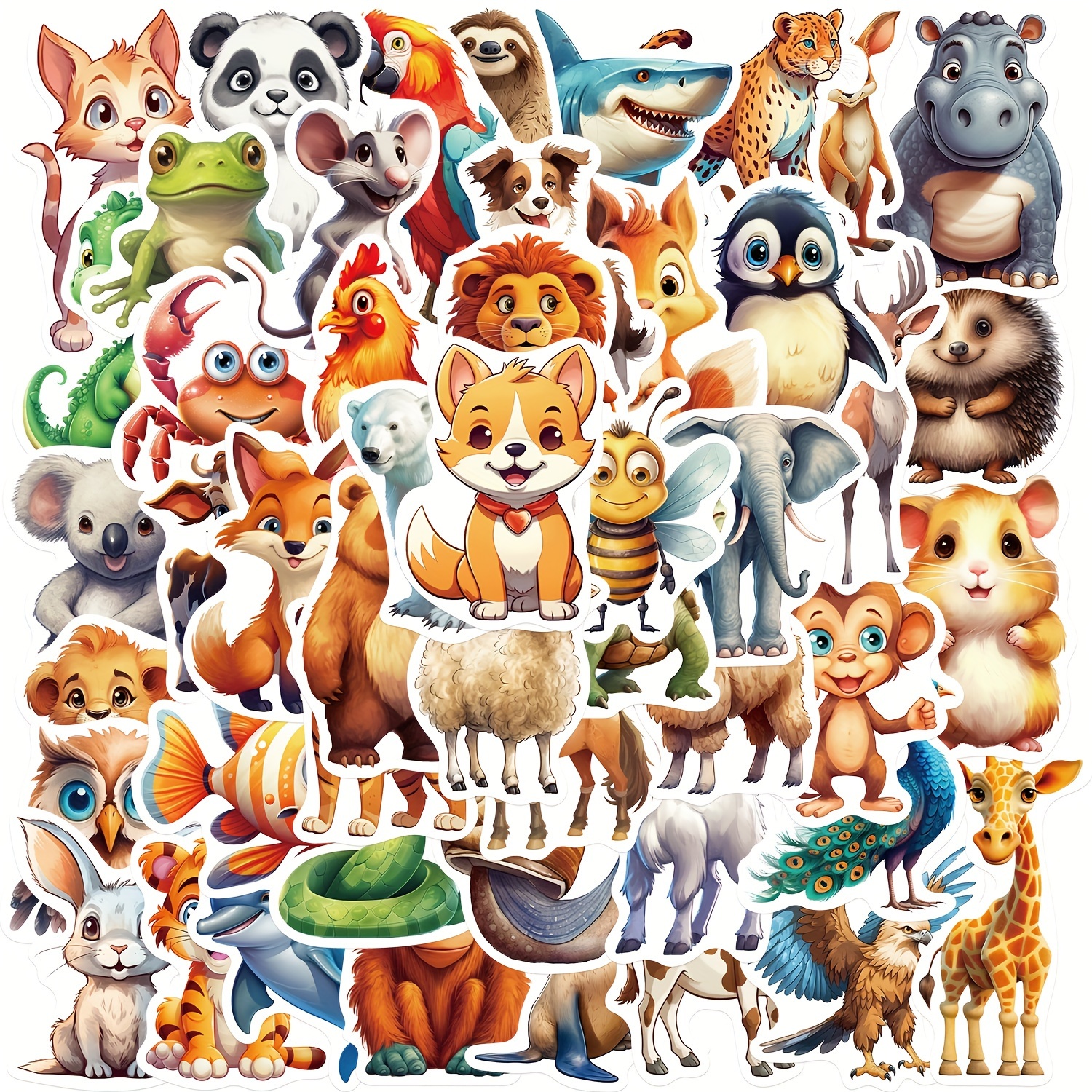 50pcs Colorful Animal Decoration Stickers, Cartoon Graffiti Stickers,  Waterproof Vinyl Stickers, For Water Bottle Car Cup Computer Guitar Bike  Motorcy