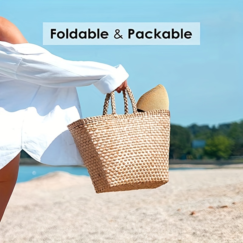 Women's Foldable Floppy Sun Hat Wide Brim UV Protection Straw Hat Solid