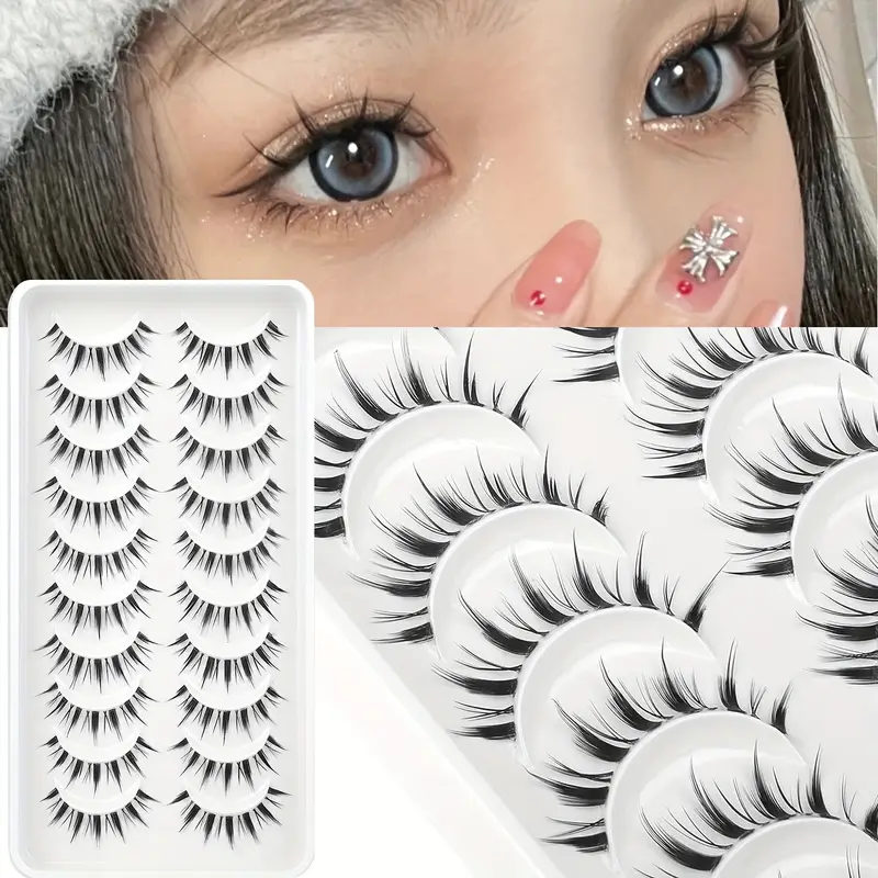 Manga Lashes Pointed Cat Eye Lashes, Natural Look Anime False Eyelashes  Individual Wispy Korean Makeup Eyelashes Clusters, Asian Chinese Japanese Fake  Eyelashes - Temu