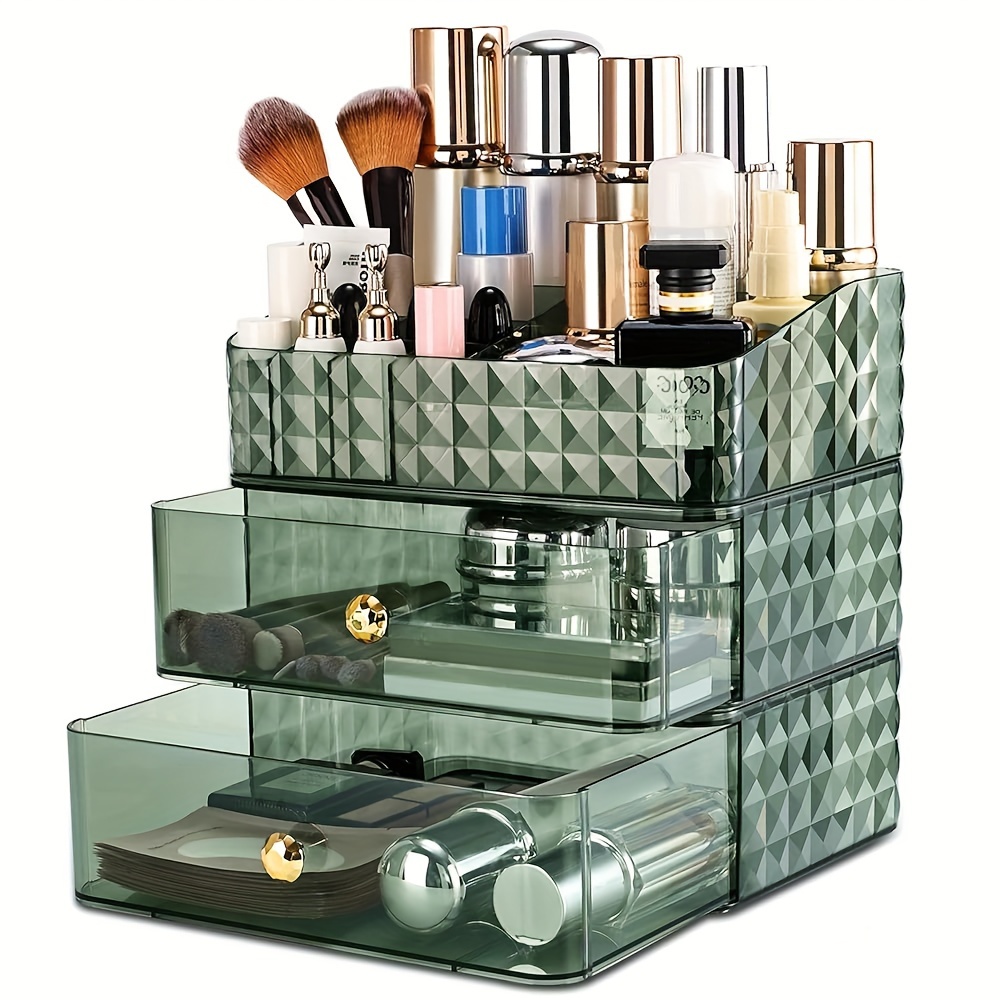 Organizador de maquillaje con cajones — Organizador de mostrador para  cosméticos, tocador para pintalabios, brochas, lociones, sombras de ojos