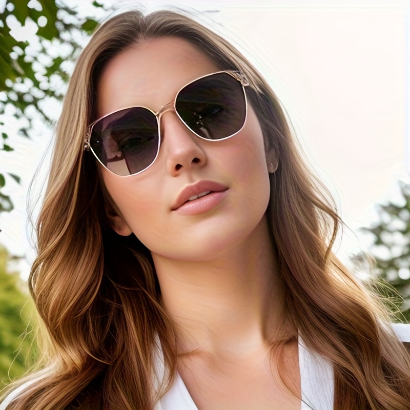 Unisex Half Frame Oval Sunglasses Uv Protection Fashion Y2k - Temu