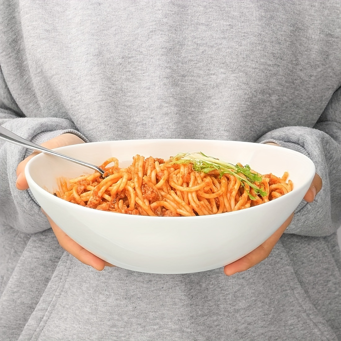 DECORDINE 3 Piece Serving Bowl Set â€“ Elegant White Porcelain Bowls for  Fruit, Salad, Pasta