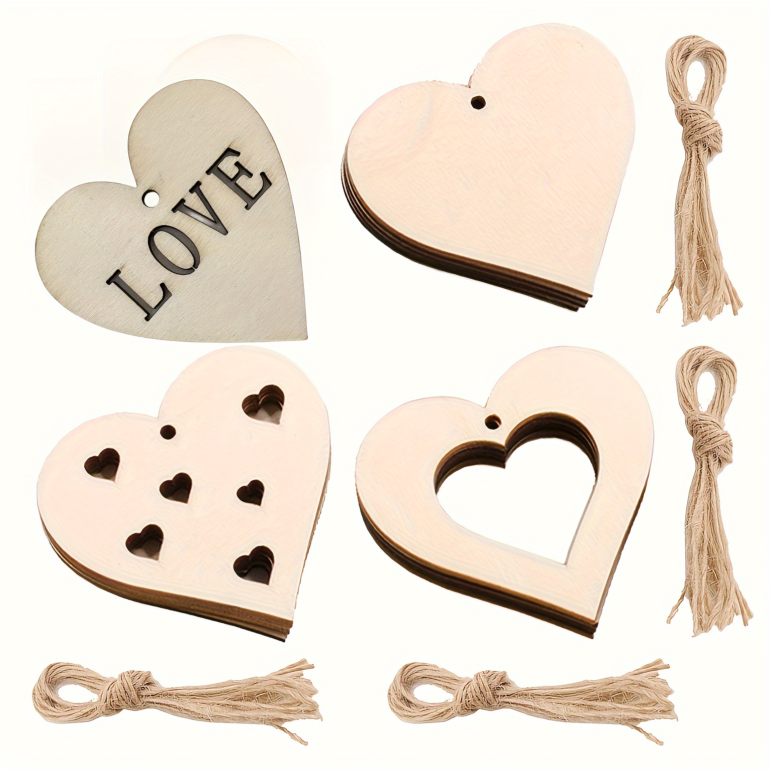 Love Diy Wooden Chips Blank Labels Heart Decor Rustic - Temu