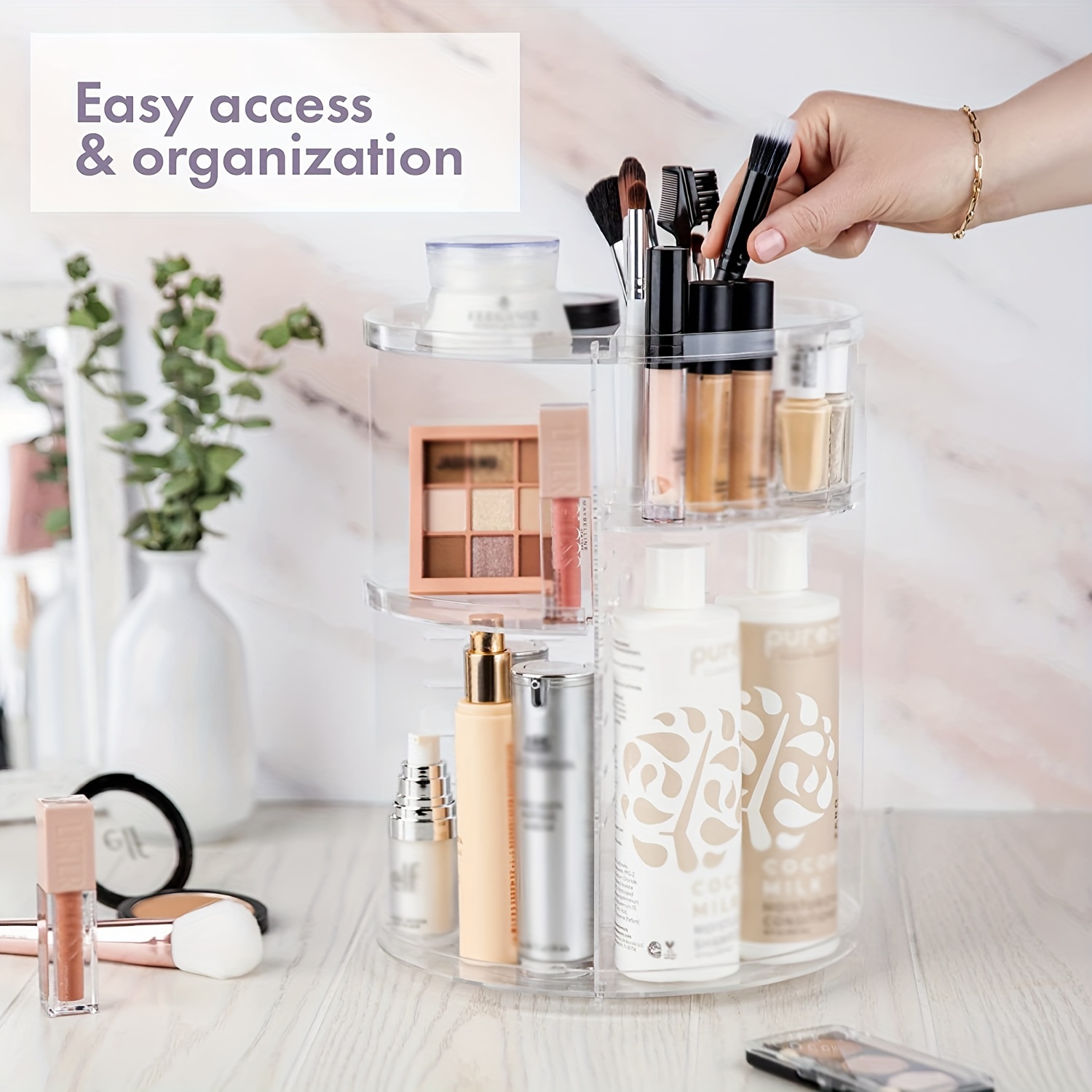 360 Rotating Makeup Organizer Adjustable Carousel Spinning Holder