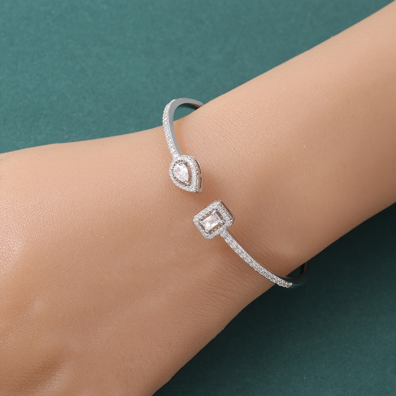 elegant cubic zirconia open cuff bracelet for   for   gifts   3