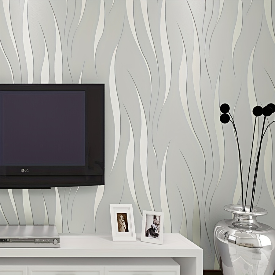 Wall Paper Wallpaper Ikevan Silver 3D Non-woven Wave India