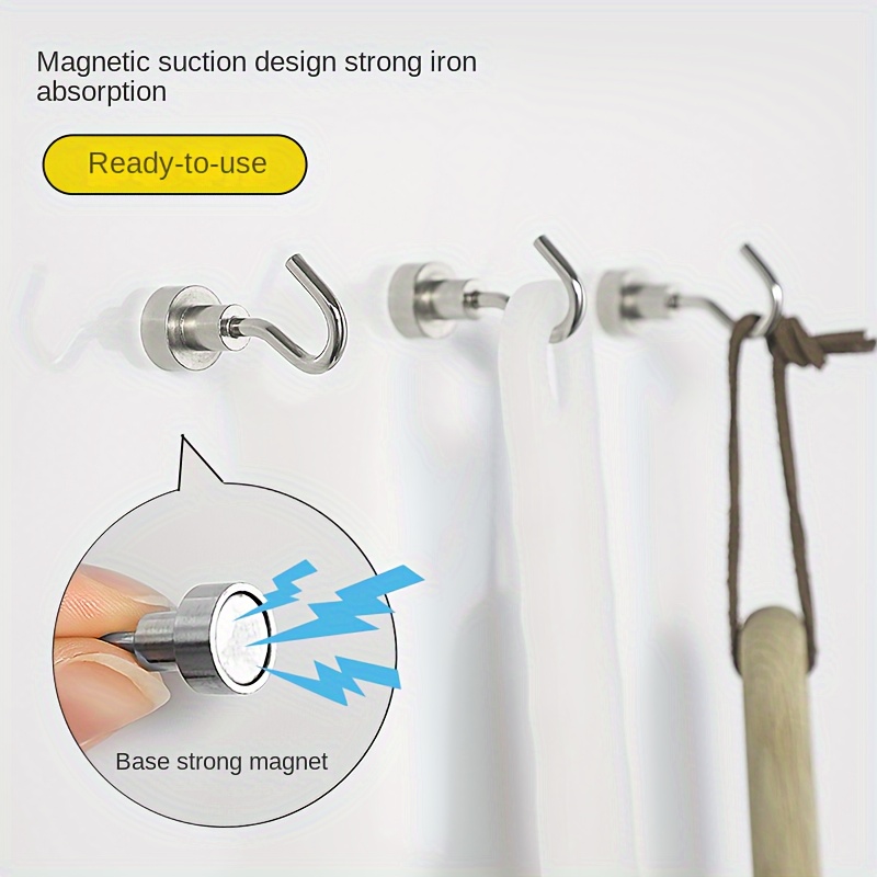3pcs Super Strong Magnetic Double Hooks, 25mm Base Heavy Duty Magnetic  Hooks For Hanging, Magnet Hooks For Cruise Ship, Camping Grill, Kitchen,  Fridge