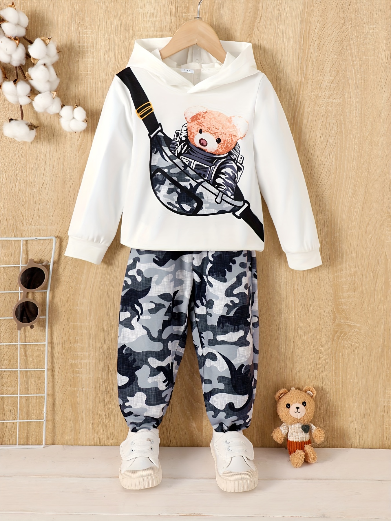 Boy's Christmas Style Outfit, Sweatshirt/hoodie & Jogger Pants Set, Bear  Pattern Kid's Clothes For Spring Fall - Temu Belgium