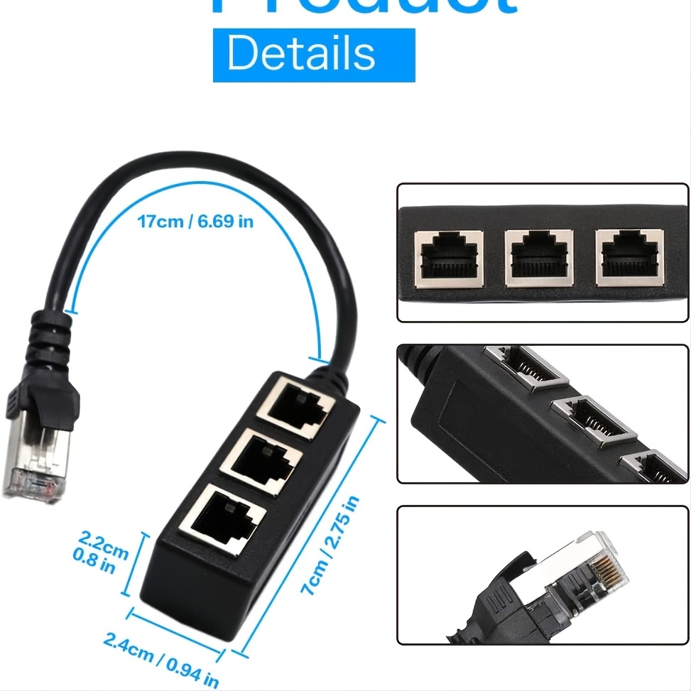 RJ45 Splitter LAN Ethernet Network RJ45 Connector Splitter Adapter Cable  for Networking Extension 1 Male to