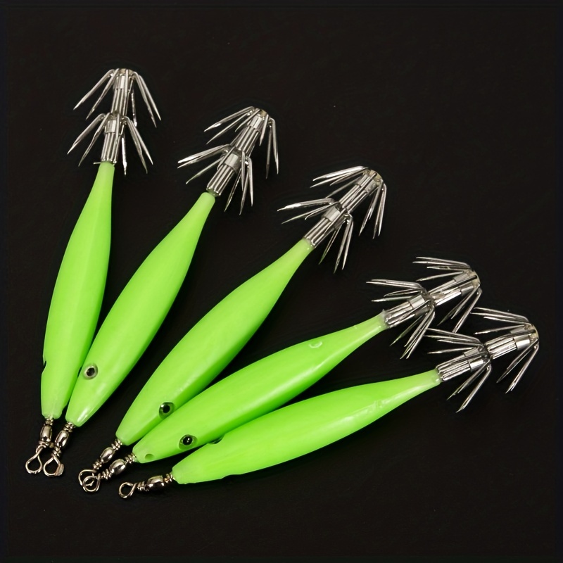 5pcs Stainless Steel Luminous Octopus Hooks for Squid Fishing - Durable and  Easy to Use