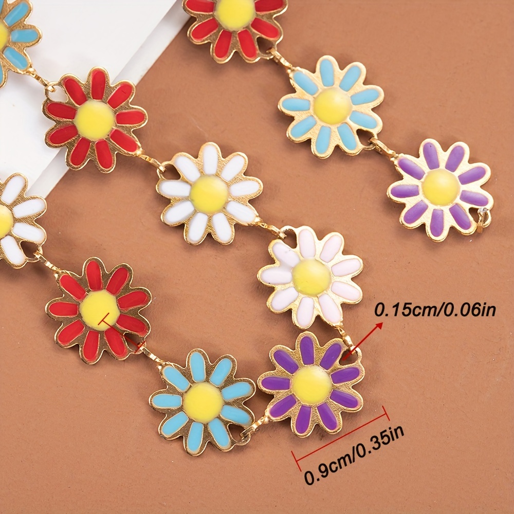 5x Daisy Charms Enamel Daisy Flower Charms for Bracelet 