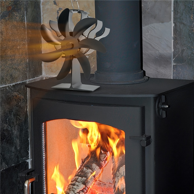 Ventilador de estufa de leña, ventilador de chimenea de calor actualizado  2023, ventilador de estufa de 6 aspas para leña/quemador de