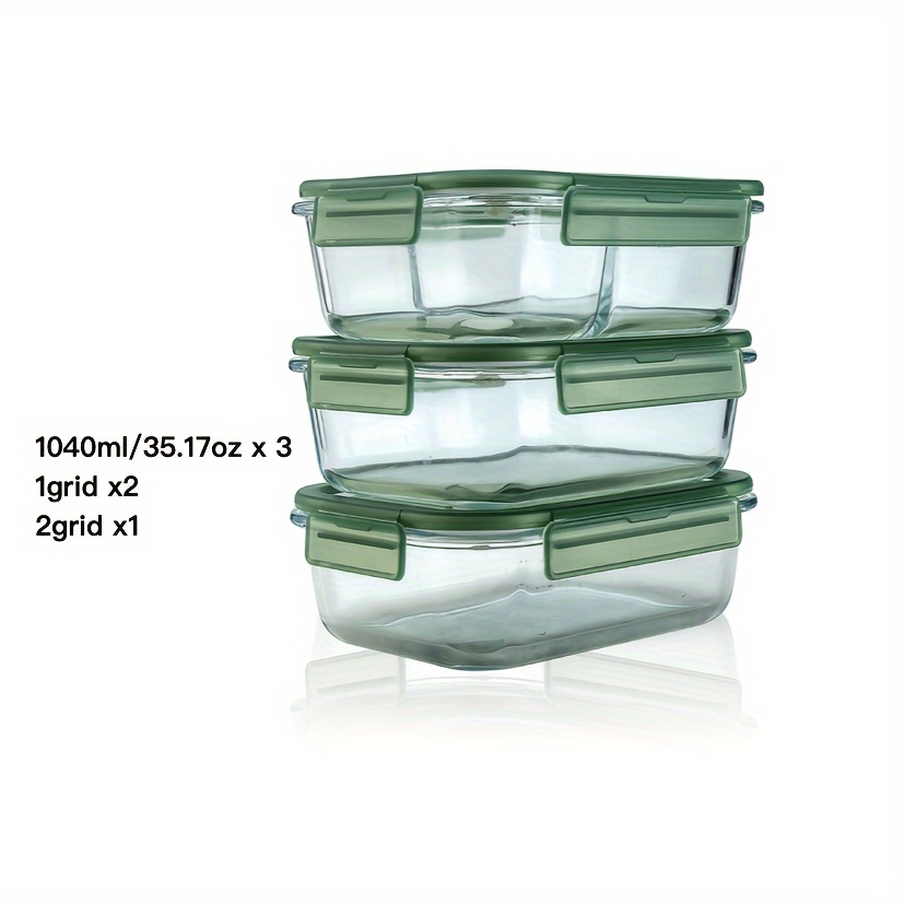 High Borosilicate Glass Lunch Box Microwave Oven Bento Bowl Sealed Glass  Office Workers' Fresh-keeping Box Set Bento Lunch Box