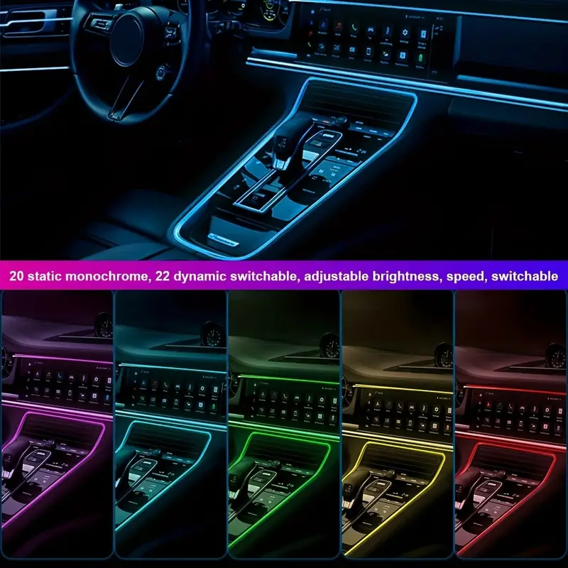 Neon Car Led Strip Light Rgb Usb Ambient Lighting Temu Australia