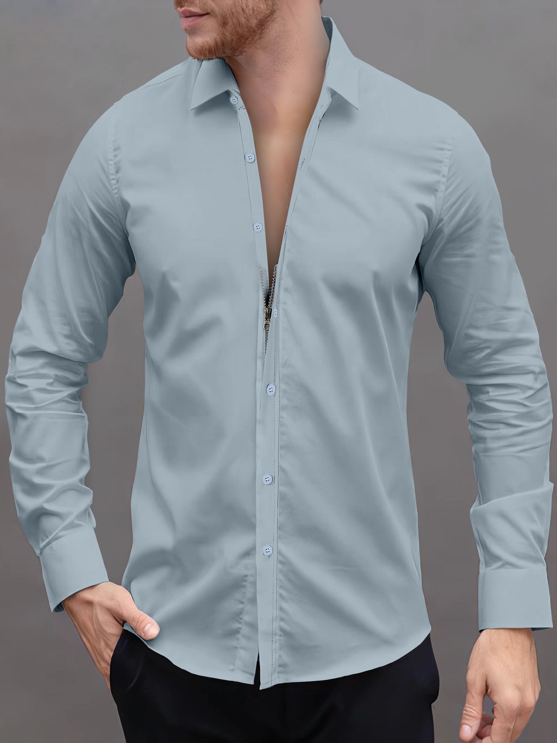 Men's Stylish 100% Cotton Loose Solid Shirt Casual - Temu Canada