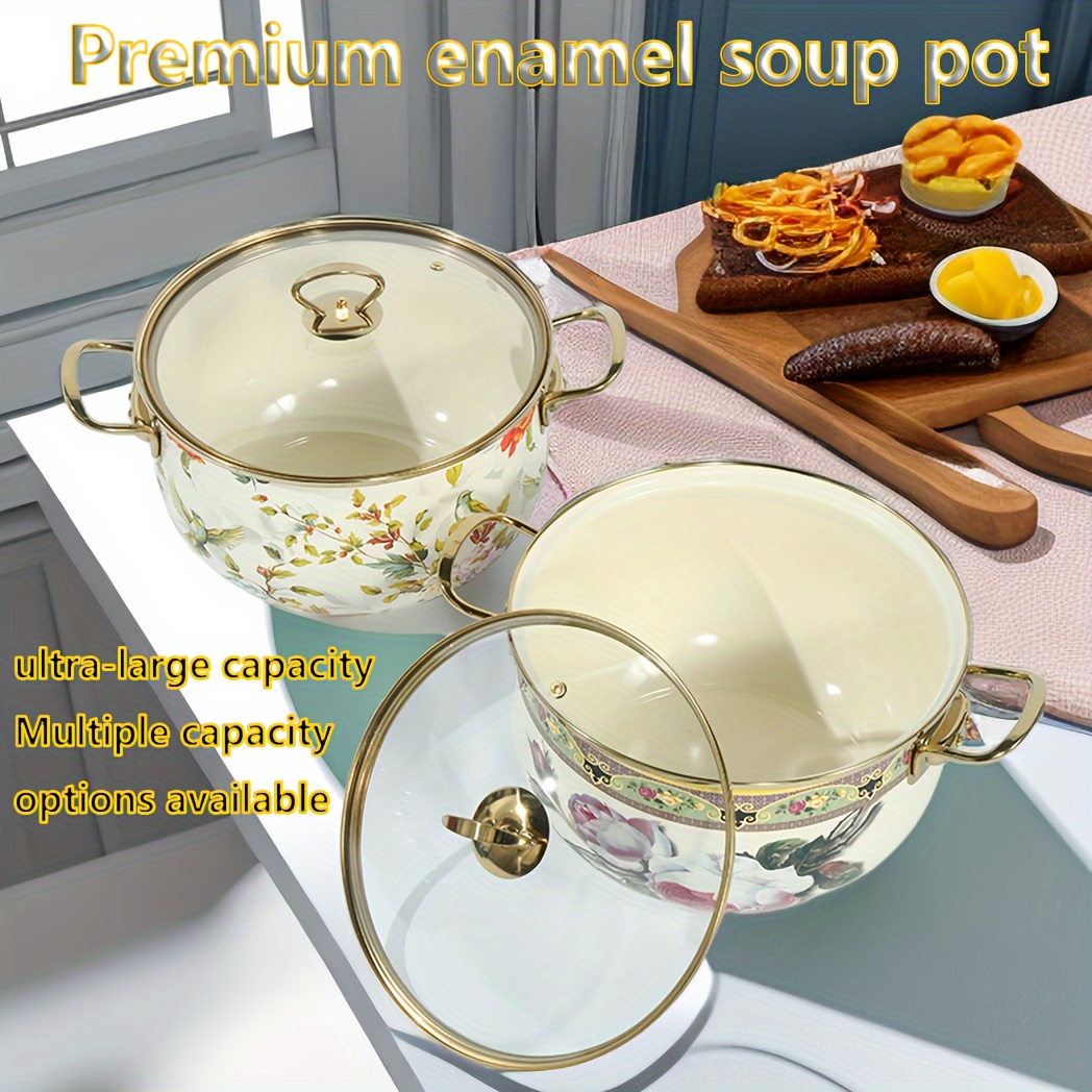 Enamel Double Ear Set Boiler Soup Pot Three Piece Set - Temu