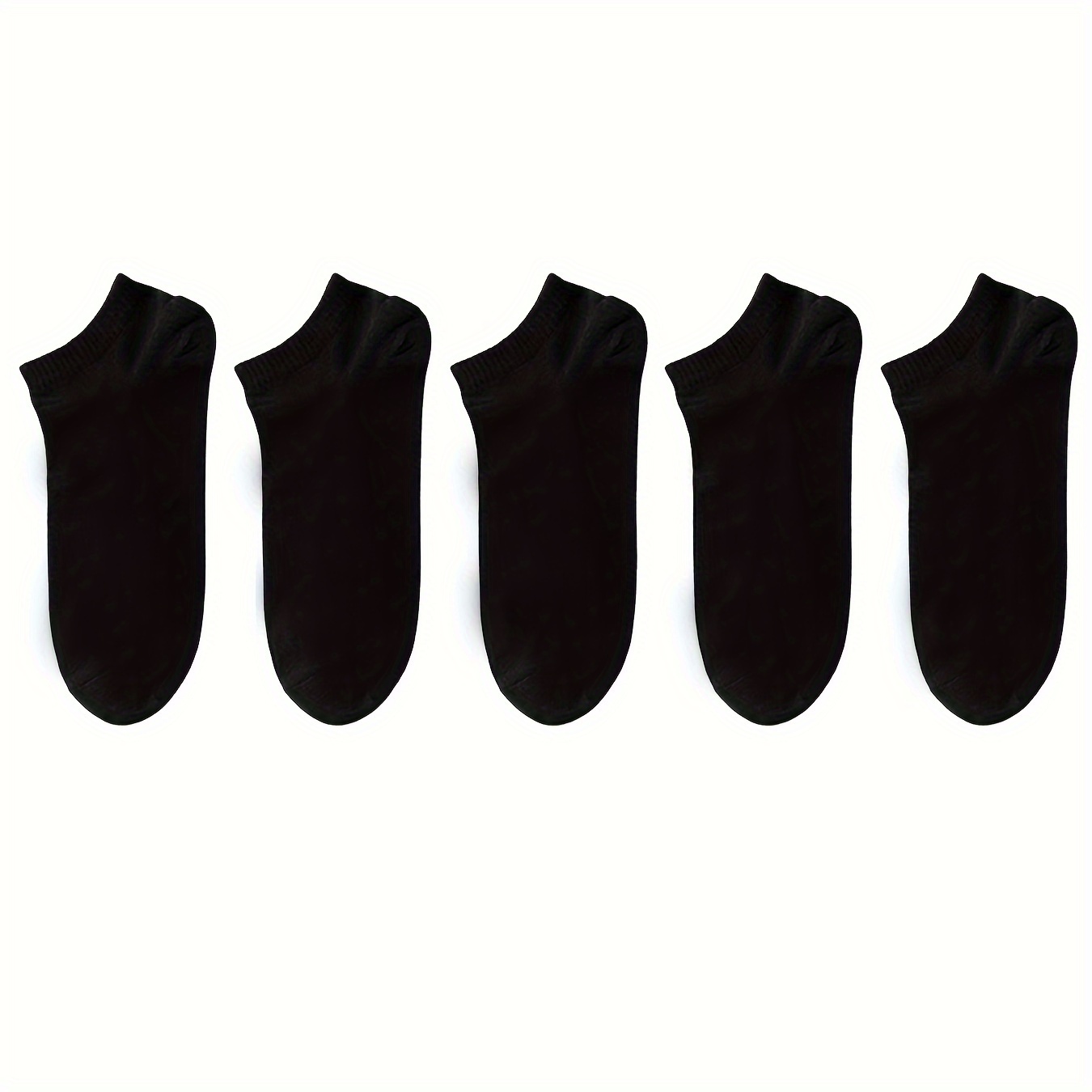 

5/10/12 Pairs Unisex Ankle Socks - Soft Black Polyester Blend, Solid Color Low-cut Design For , Machine Washable, Cute Socks