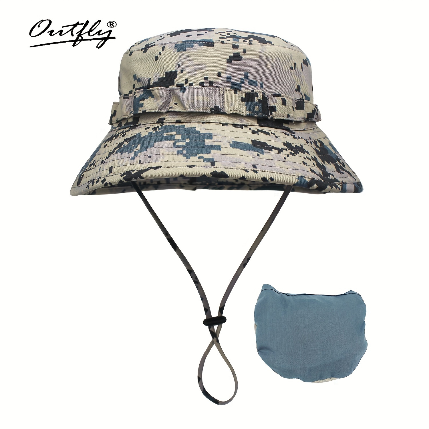 Men's Camouflage Breathable Bucket Hat, Summer Short Brim Sun Hat, Outdoor Mountaineering Fishing Hat,Temu