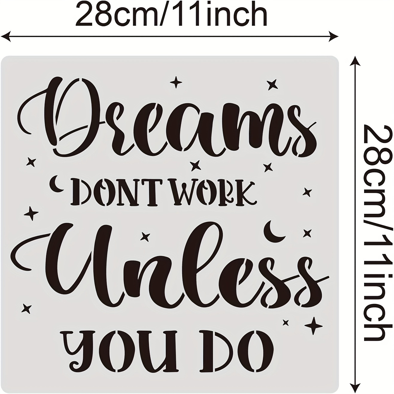 16 Piece Inspirational Word Stencil Set - Stencils for Painting on Wood -  Quotes Include Dream, Faith Hope Love - Reusable Stencils for Painting on