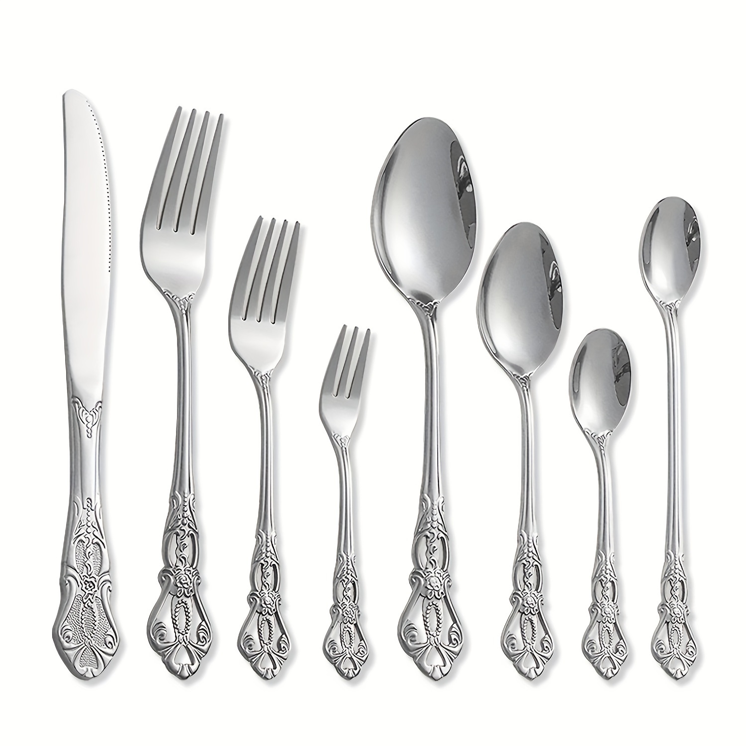 LIANYU - Juego de 12 tenedores negros de acero inoxidable para cubiertos de  8 pulgadas, tenedores de mesa, acabado espejo, apto para lavavajillas