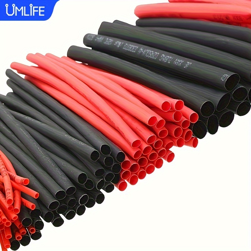 

127pcs Black Red Heat Shrink Tubing 2:1 Assortment Polyolefin Tube Car Cable Sleeving Wrap Wire Kit