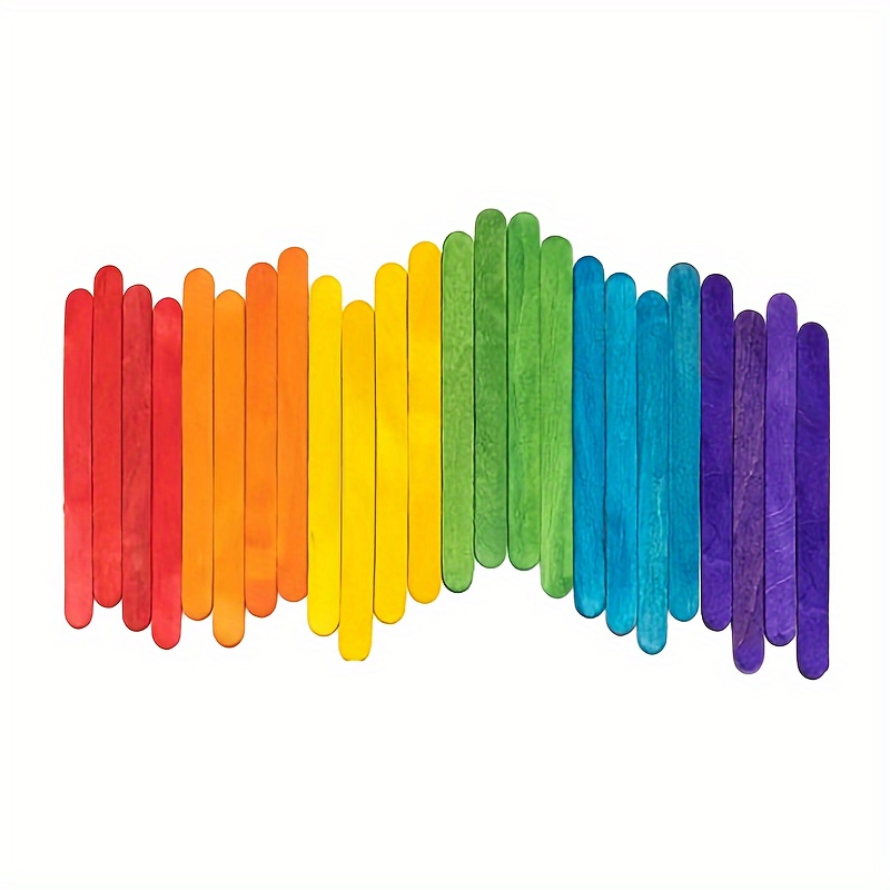 50Pcs/Colored Wooden Popsicle Sticks Natural Wood Ice Cream Stick for Kids  Educational Toys Handmade DIY