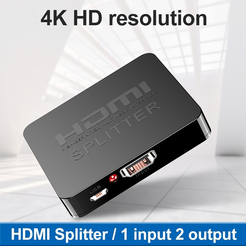 HDMI-Compatible Splitter 1 in 2 Out Male-Female 4K Splitter for Dual  Monitor Duplicate/Mirror 1x2 Splitter 1 to 2 Amplifier