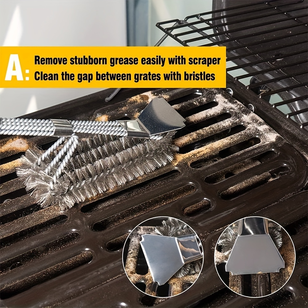 Grill Brush And Scraper,bbq Grill Cleaning Brush Kit, Safe Wire Scrubber,  Universal Fit Bbq Cleaner Accessories