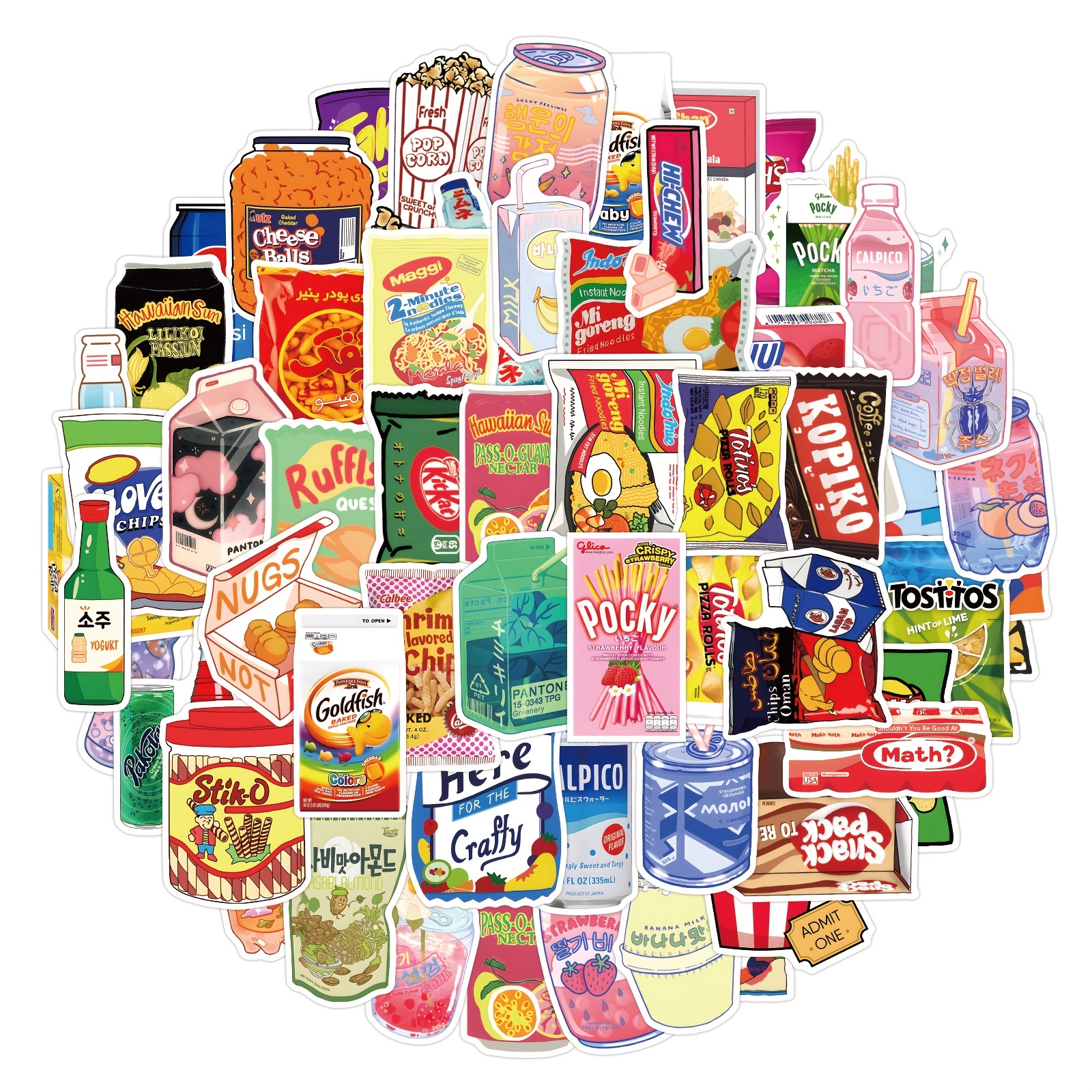 Snack Stickers Food Decals Cute Stickers Waterproof Vinyl - Temu