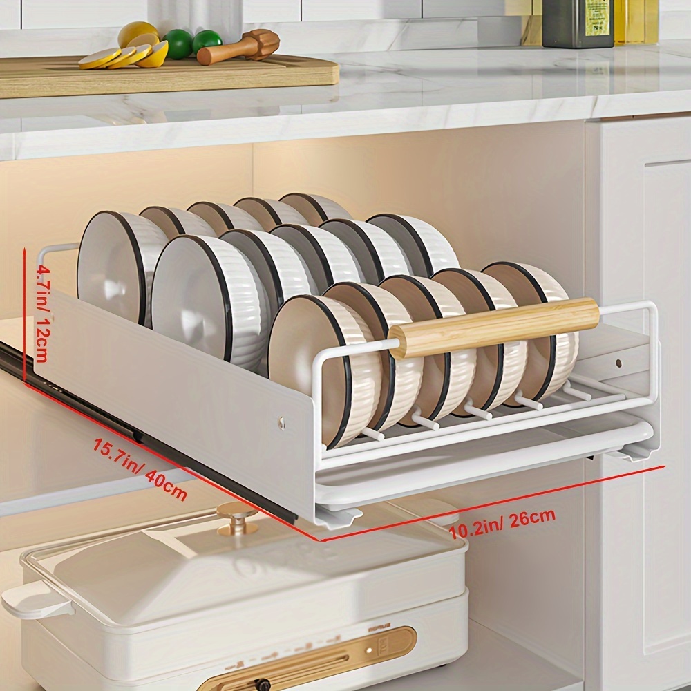 Stainless Steel Dish Storage Rack Pull Cabinet Organizer - Temu