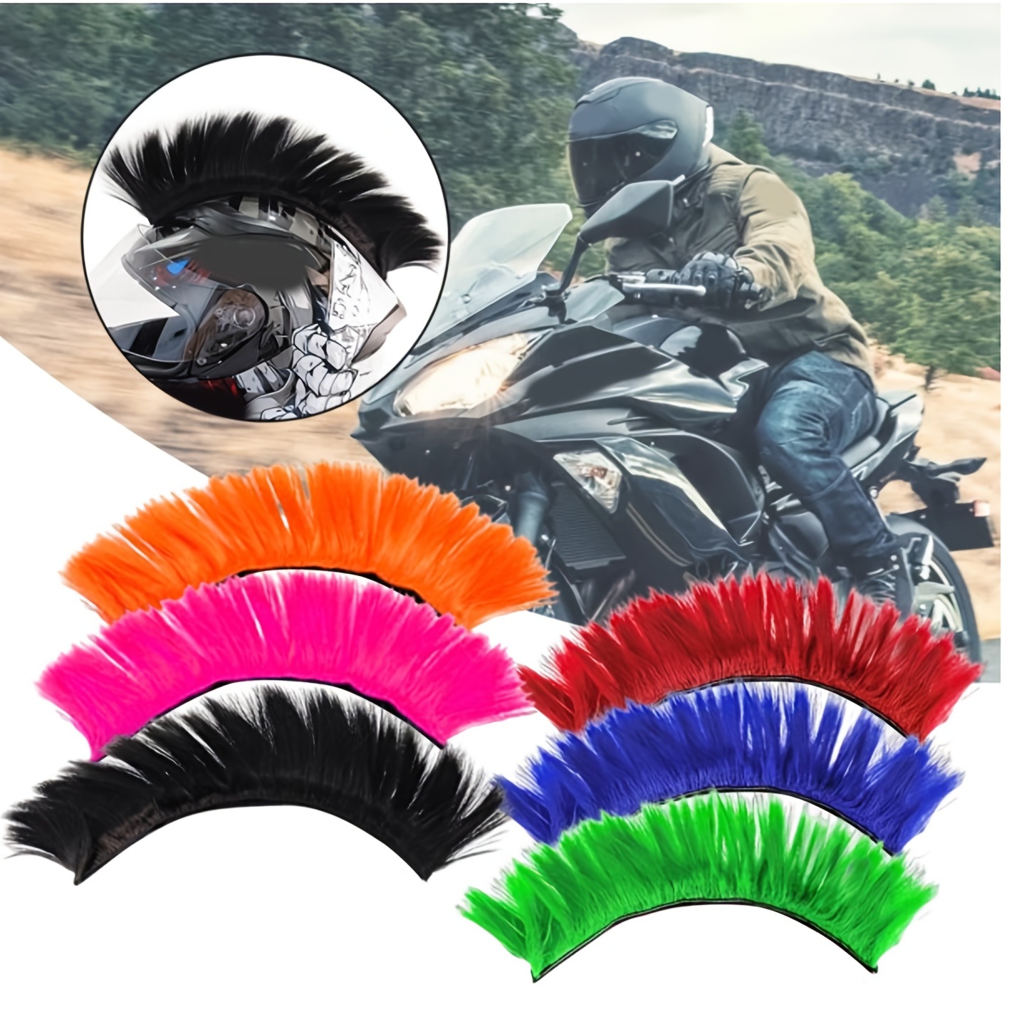 Helmet Mohawk Wig Adhesive For Motorcycle Bicycle Ski Snowboard Helmets