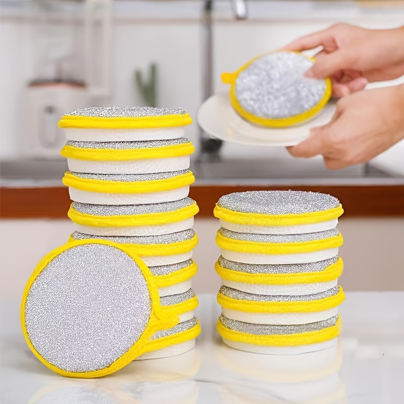 Scouring Pad, Thickened Double-sided Dishwashing Sponge, Kitchen Non-greasy  Dishwashing Sponge, Non-stick Pot Sourcing Pad, Easy To Brush, Kitchen Tools,  Back To School Supplies - Temu