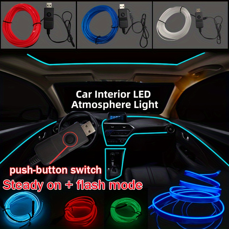 Steady + Flash Mode Ambient Lamp Car Led Neon Cold Light - Temu