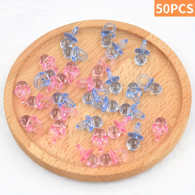 

50pcs Creative Colorful Mini Acrylic Pacifier Shape Pendant Hanging Ring, Suitable For Diy Keychain Pendant, Jewelry, Party Event Decoration