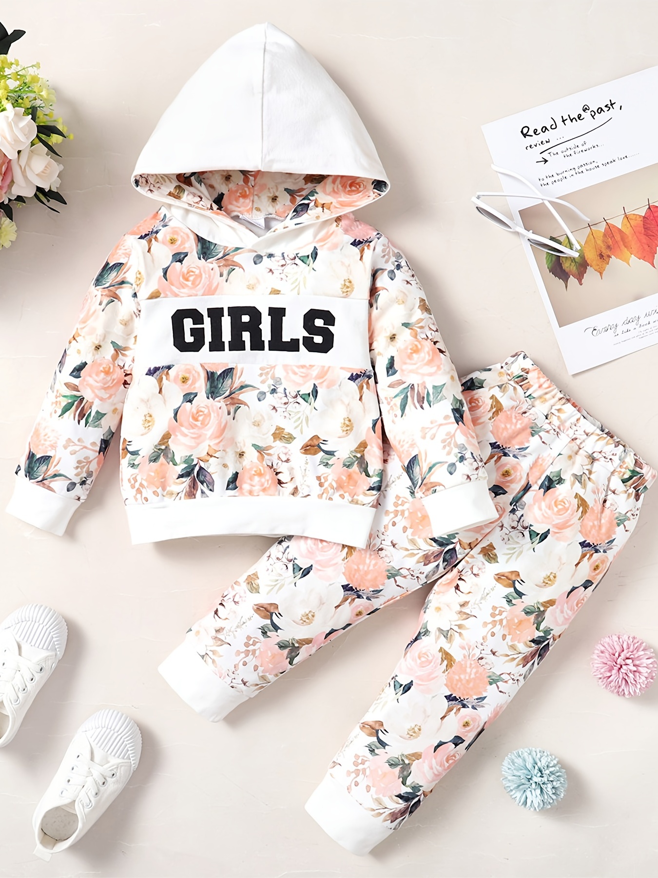 Floral Printed Hoodie Set for Girls