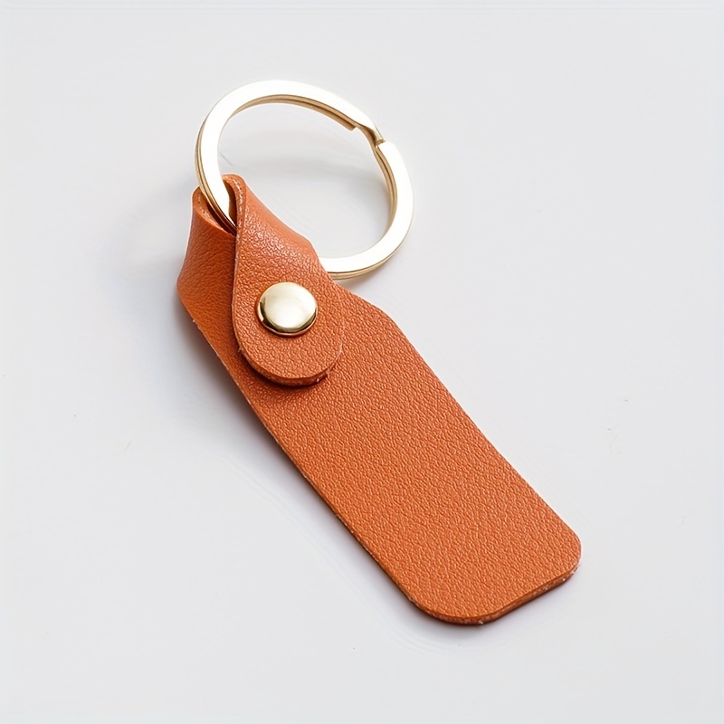 Men's PU Leather Blank Rectangle Keychain DIY Laser Engraving Gift