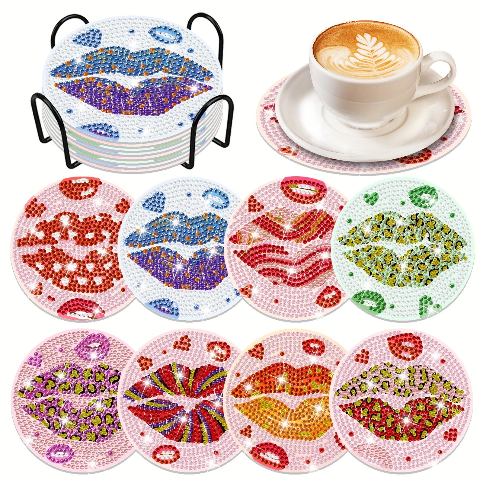 Christmas Coffee Cup Diamond Art Painting Coasters Kits With - Temu