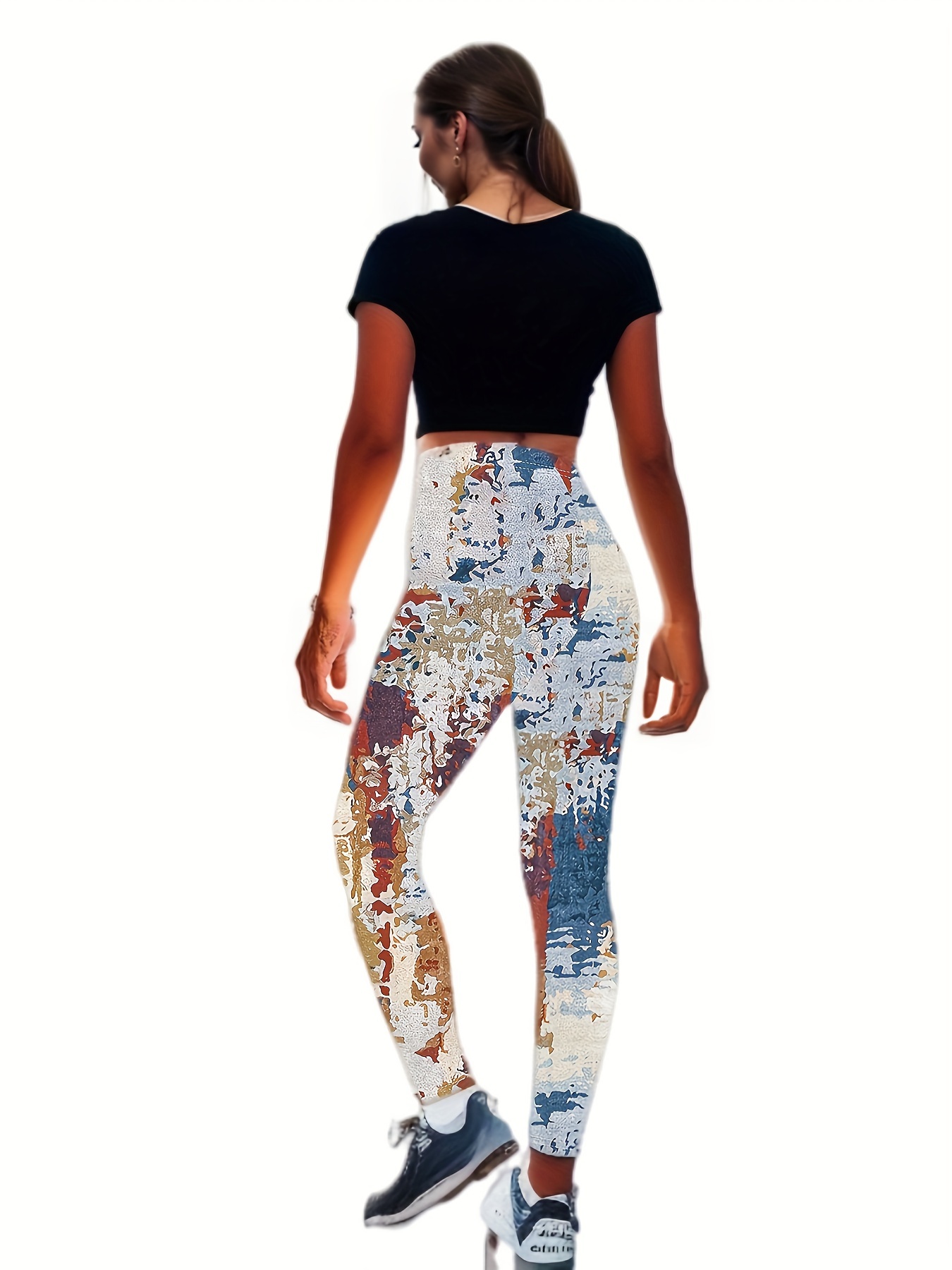 Leggings Skinny Tie Dye Leggings Elásticos Casuais Com - Temu Portugal