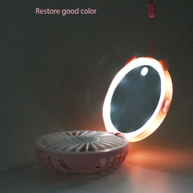 Portable Folding Makeup Mirror With Mini Fan LED Light Fill Beauty Makeup Mirror