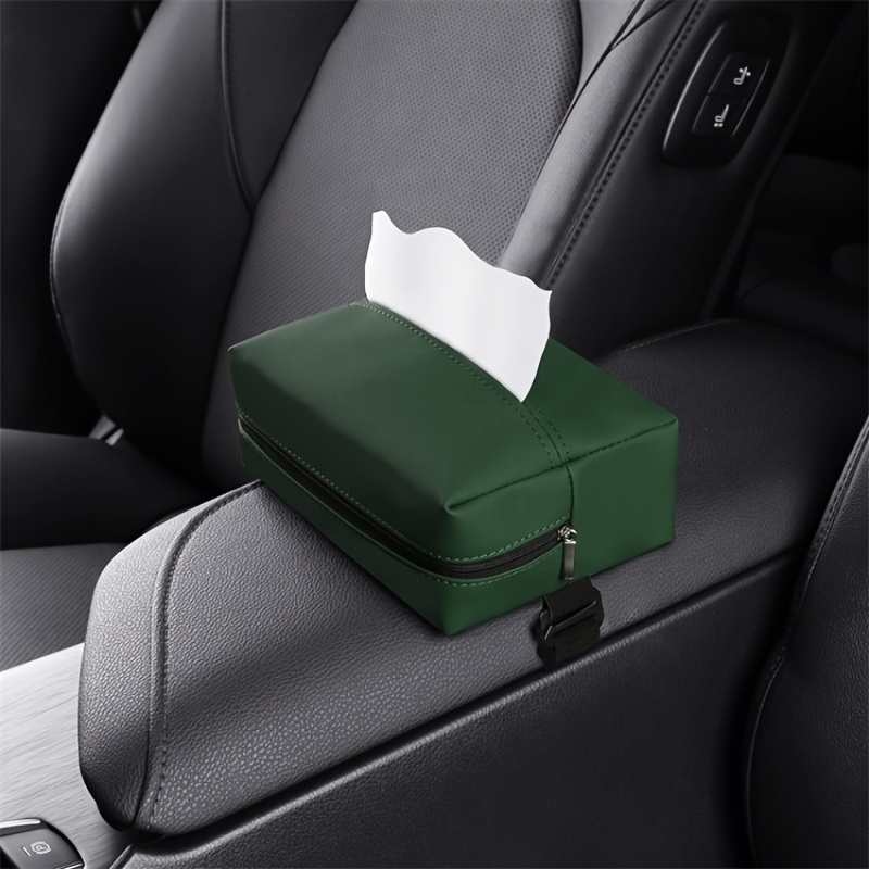 PU Leather Folding Car Tissue Box Holder For Dashboard Armrest