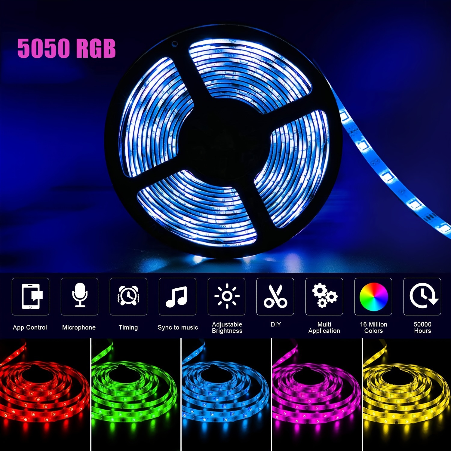 Buy 5050RGB Light Strip 24 Keys Remote Control Mobile APP Controlled LED Light for Home Decoration Party Holiday Party