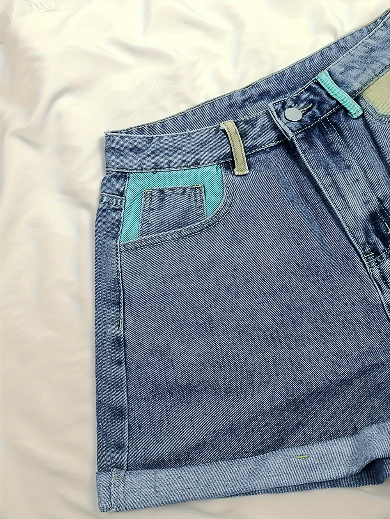 Color Block Slim Fit Jeans Pants for Women