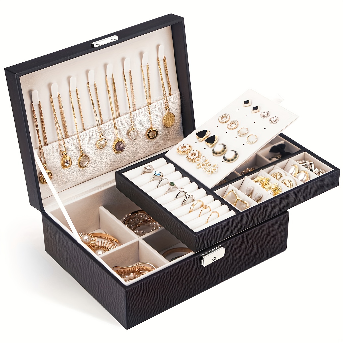 Jewelry Organizer Box Leather Jewelry Box Gift Earring - Temu