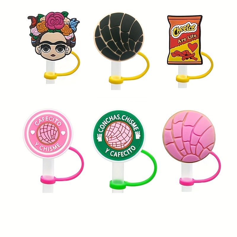 Silicone Straw Lids Cute Cartoon Design Straw Dust proof - Temu